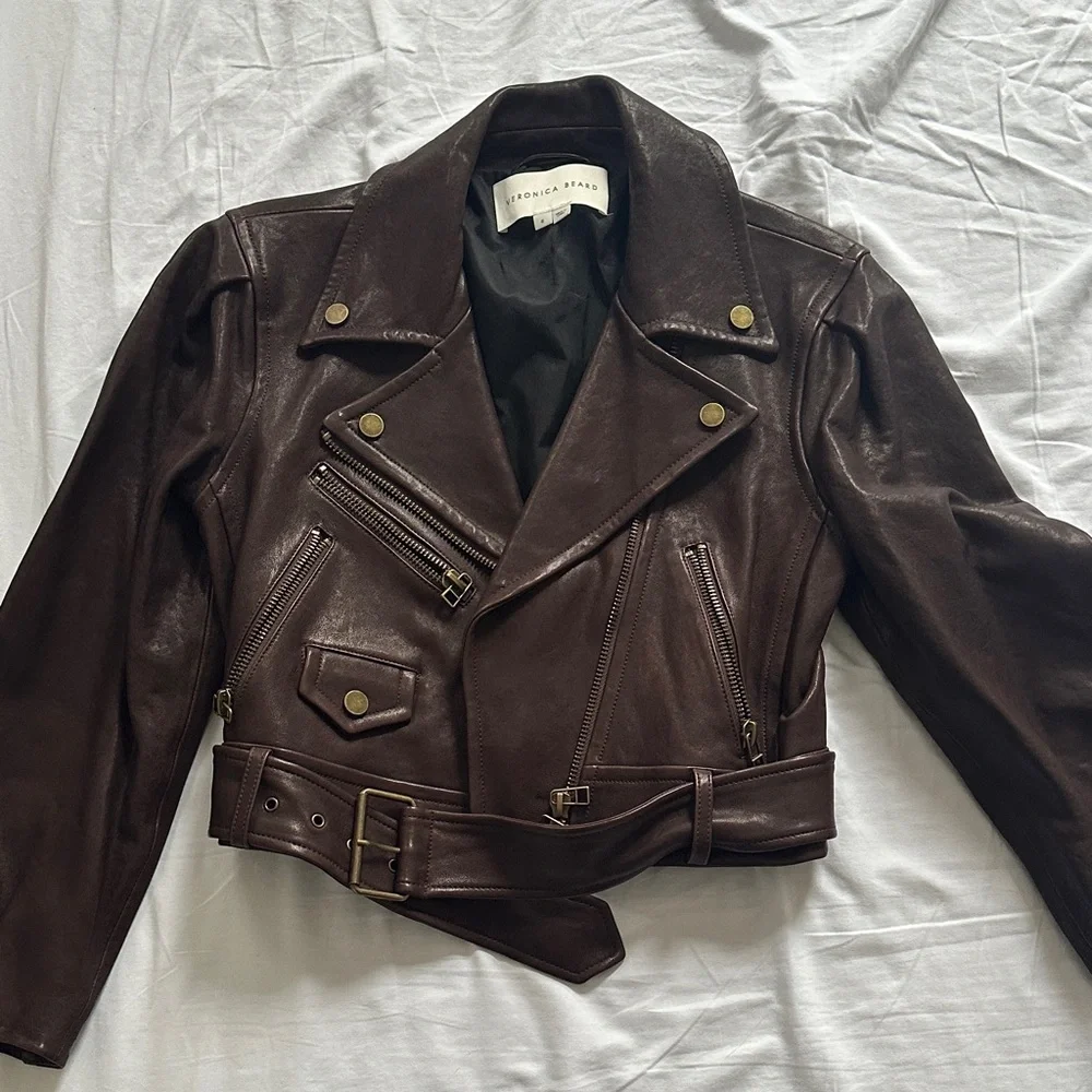 Veronica Beard Chocolate Leather Jacket - Picture 1 of 4